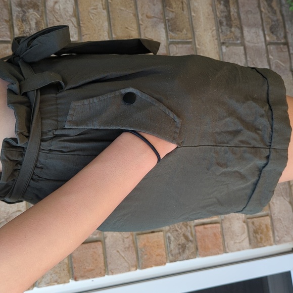 Women's Paperbag Waist Hunter Green Shorts - Picture 8 of 9